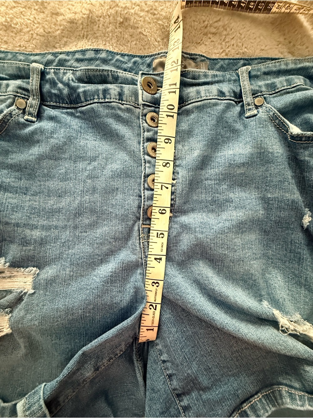 Torrid Size 22 Distressed Denim Shorts High Rise Button Fly Plus Size - Picture 5 of 5
